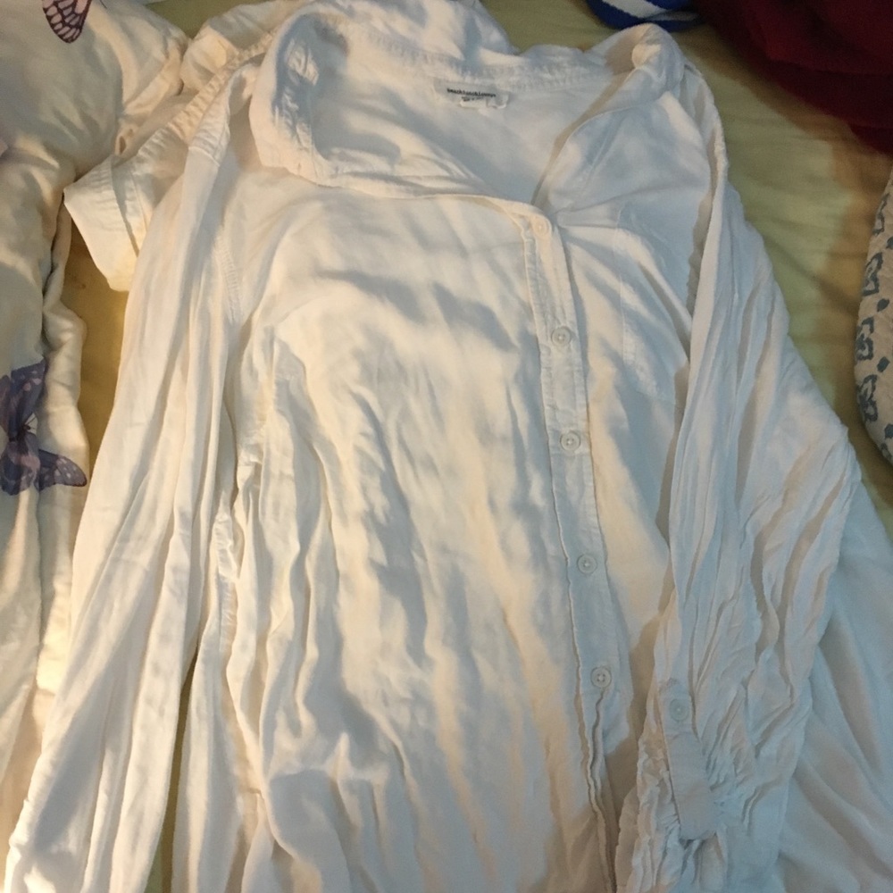 White Flowy Button Down Shirt